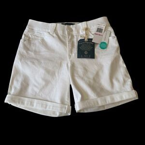 NWT Democracy Ab Solution Illiana Cuffed Denim Shorts White Sz 6